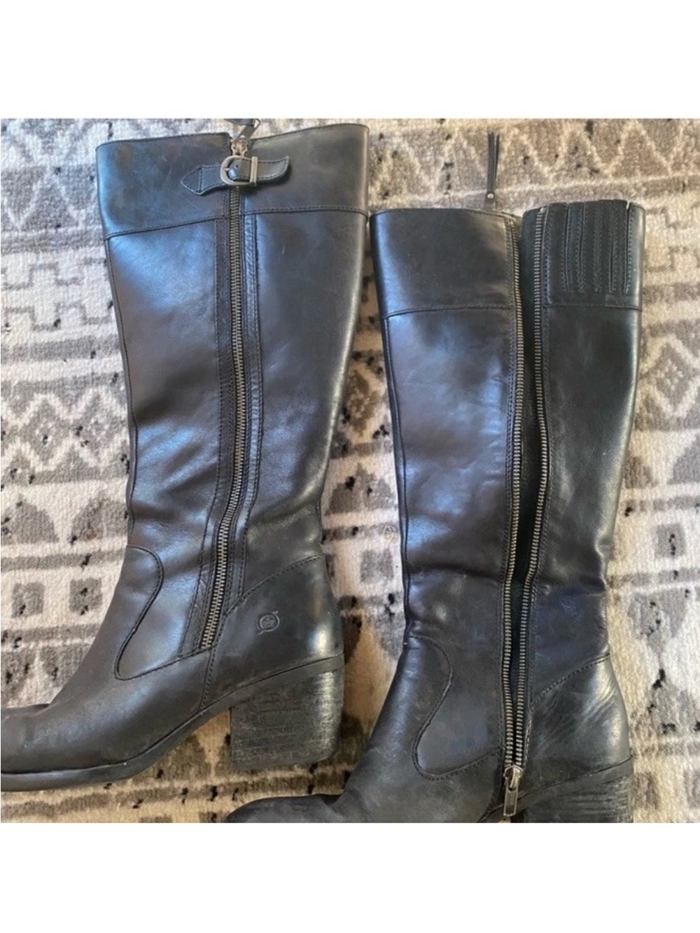 Born Black Leather Knee-High Riding Boots